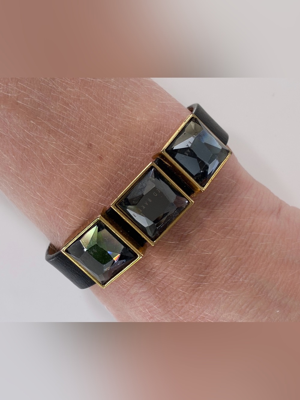 Ted Baker Caltha Crystal Leather Bracelet | Black & Gold